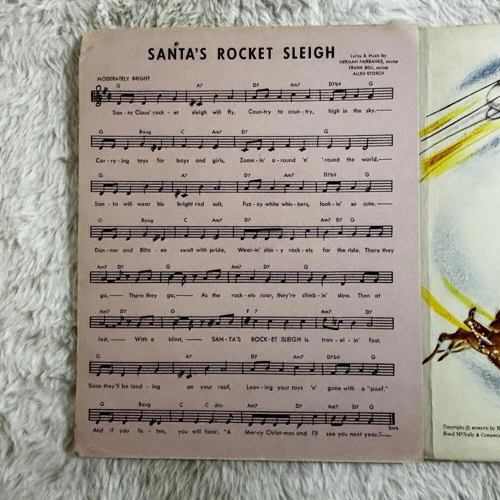 Santa’s Rocket Sleigh Rand McNally Elf Book Vintage 1950s Christmas - Picture 2 of 9